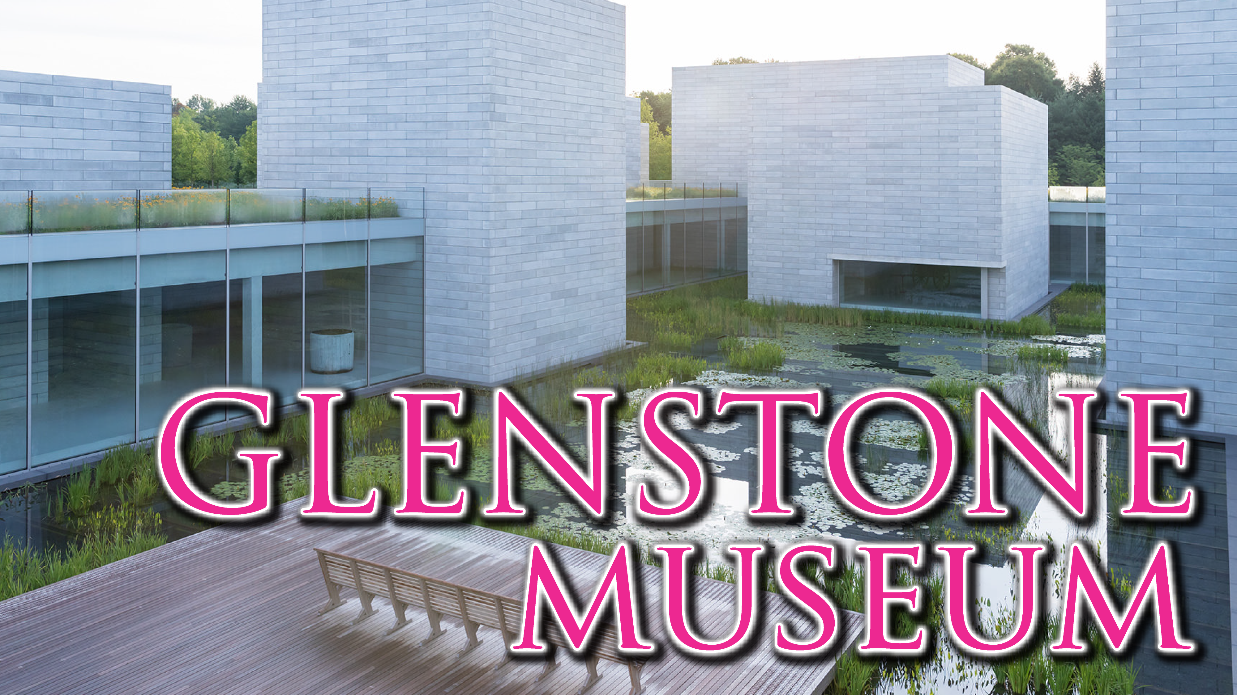 Graphic depicting Glenstone Museum and pond advertising our event for April.